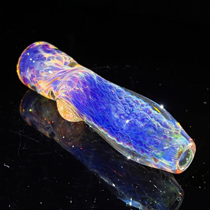 Purple Nebula Chillum with Crushed Opal Marble Glass Pipe Tako Glass   