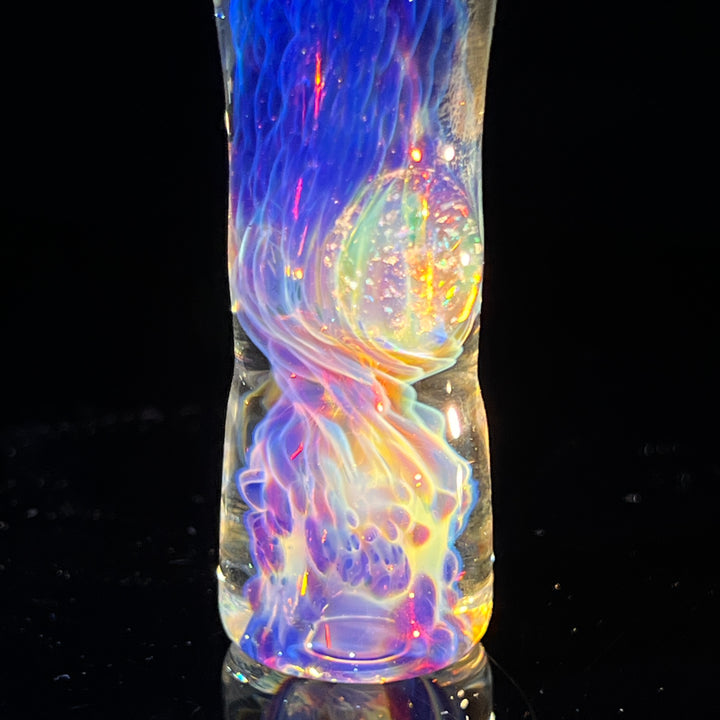 Purple Nebula Chillum with Crushed Opal Marble Glass Pipe Tako Glass   