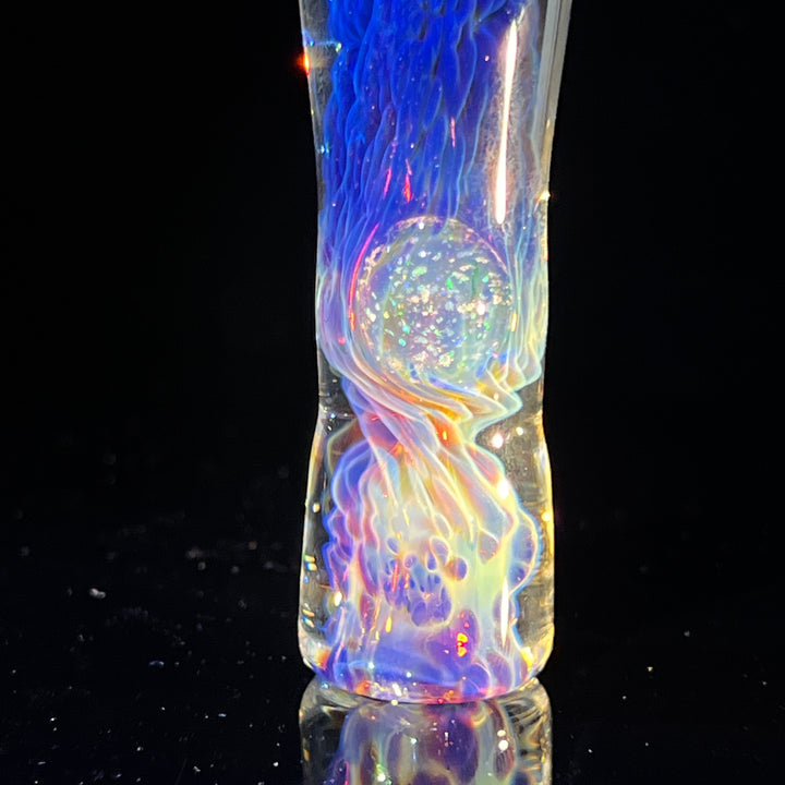 Purple Nebula Chillum with Crushed Opal Marble Glass Pipe Tako Glass   