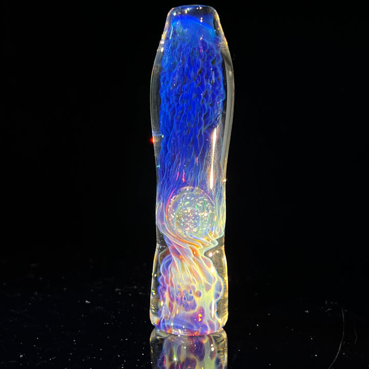 Purple Nebula Chillum with Crushed Opal Marble Glass Pipe Tako Glass   