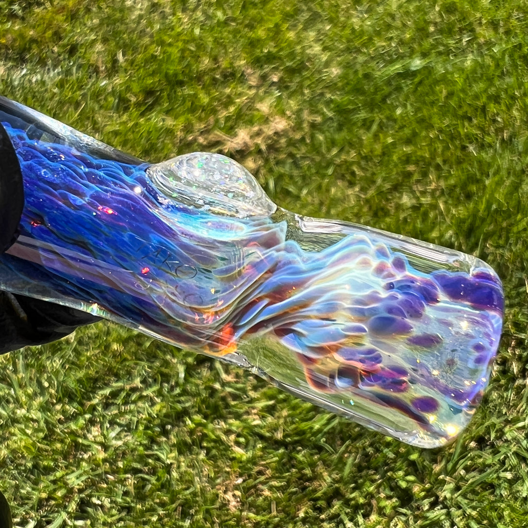 Purple Nebula Chillum with Crushed Opal Marble Glass Pipe Tako Glass   