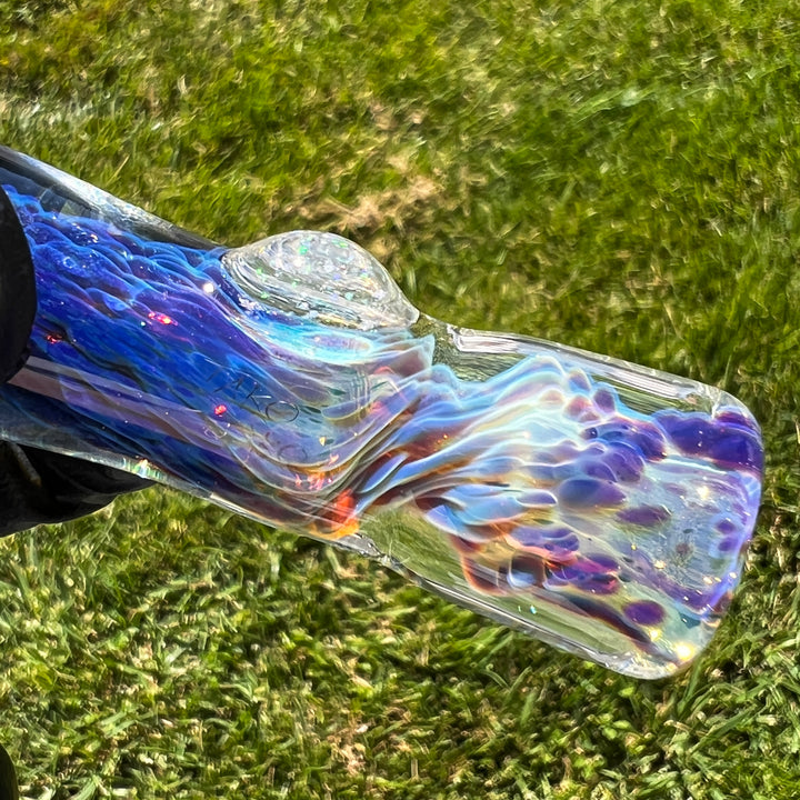 Purple Nebula Chillum with Crushed Opal Marble Glass Pipe Tako Glass   