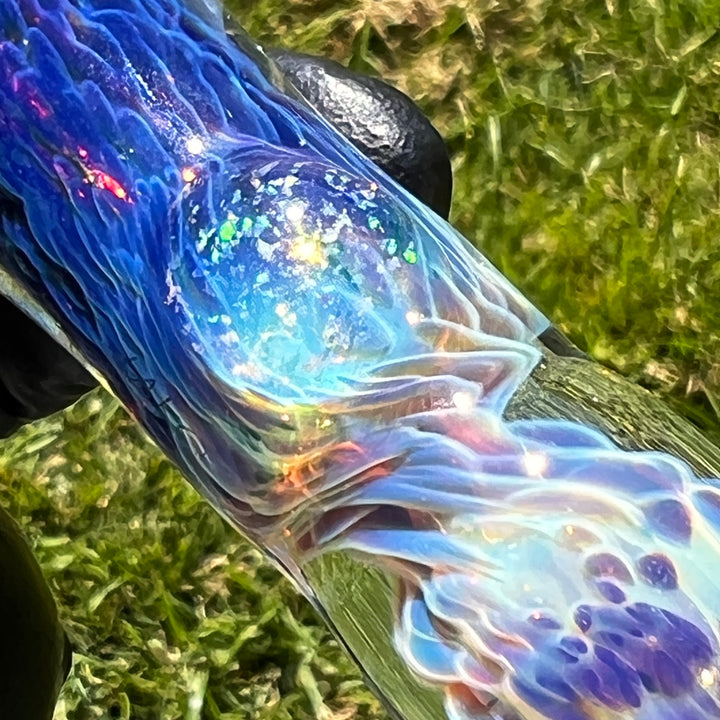 Purple Nebula Chillum with Crushed Opal Marble Glass Pipe Tako Glass   