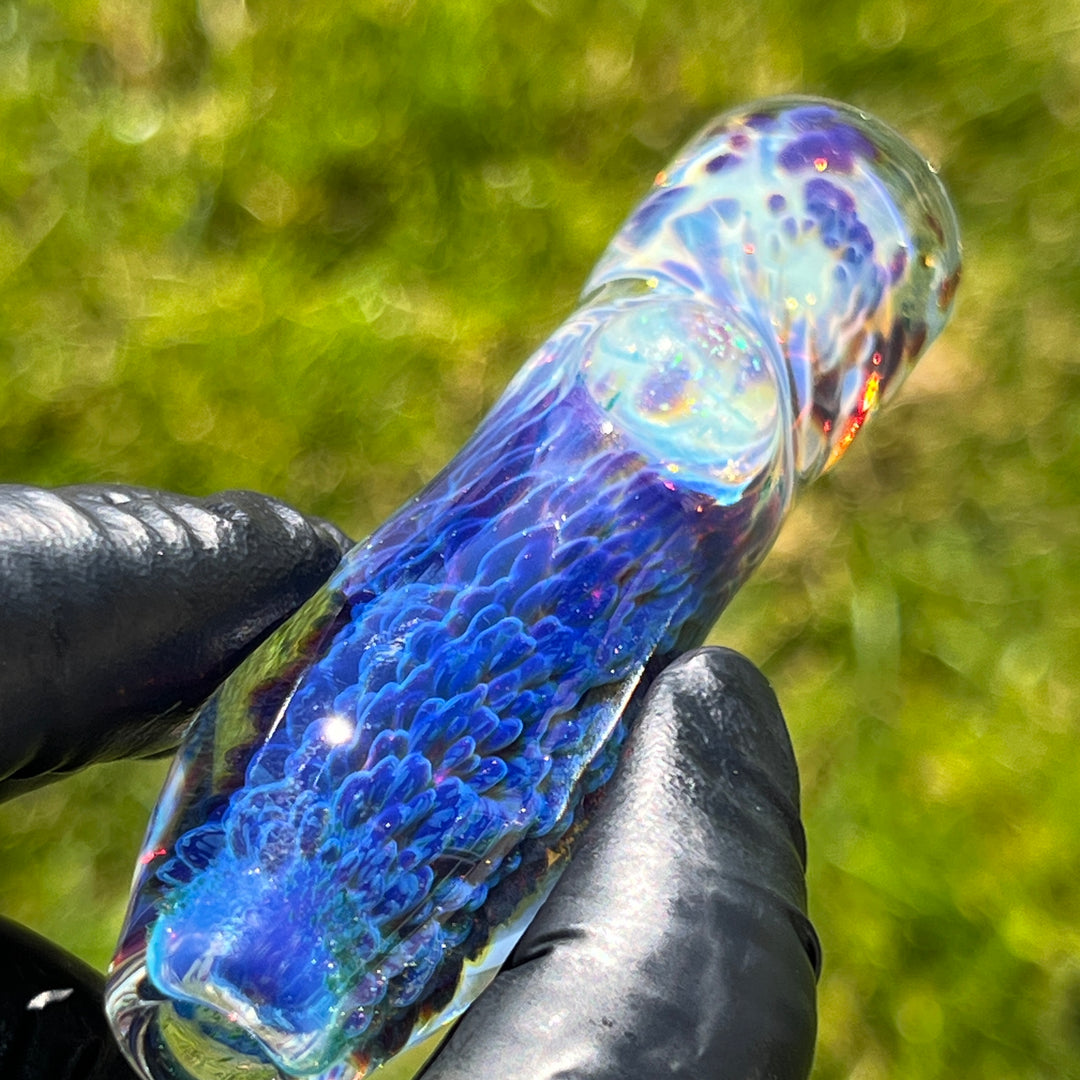 Purple Nebula Chillum with Crushed Opal Marble Glass Pipe Tako Glass   