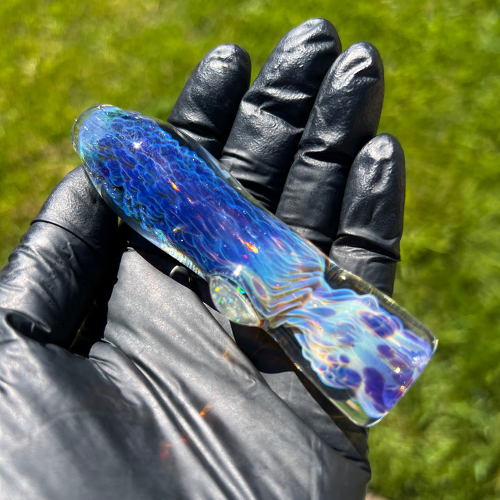 Purple Nebula Chillum with Crushed Opal Marble Glass Pipe Tako Glass   