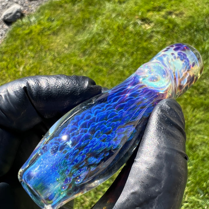 Purple Nebula Chillum with Crushed Opal Marble Glass Pipe Tako Glass   