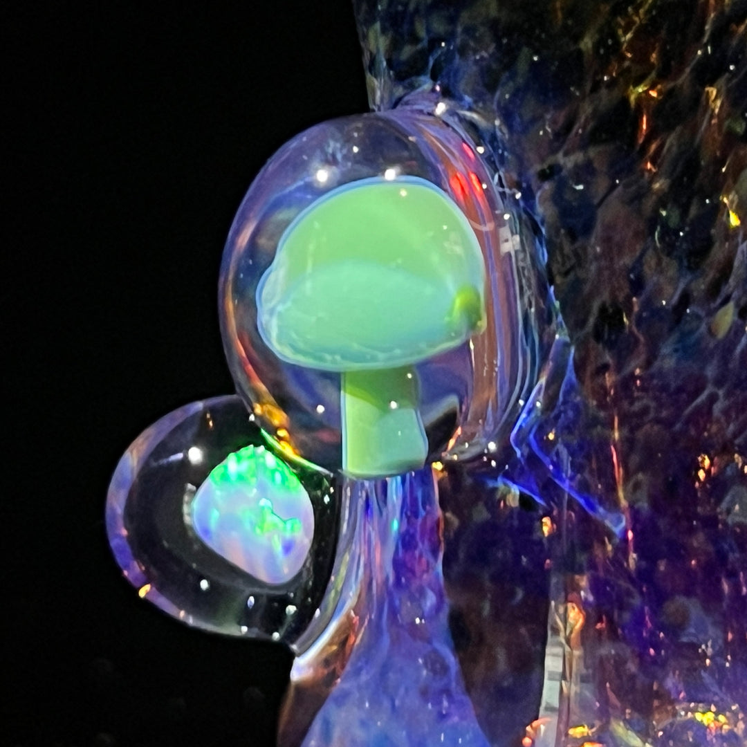 Purple Magic Mushroom Opal Sherlock Bubbler Glass Pipe Beezy Glass   