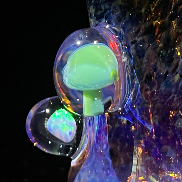 Purple Magic Mushroom Opal Sherlock Bubbler Glass Pipe Beezy Glass   