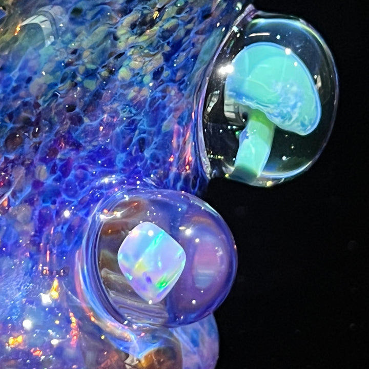 Purple Magic Mushroom Opal Sherlock Bubbler Glass Pipe Beezy Glass   