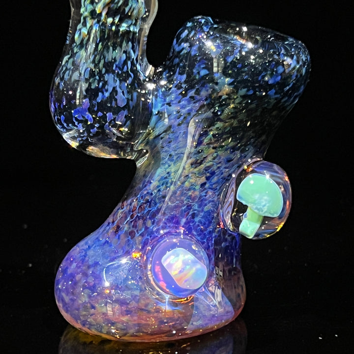 Purple Magic Mushroom Opal Sherlock Bubbler Glass Pipe Beezy Glass   