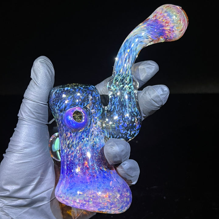 Purple Magic Mushroom Opal Sherlock Bubbler Glass Pipe Beezy Glass   