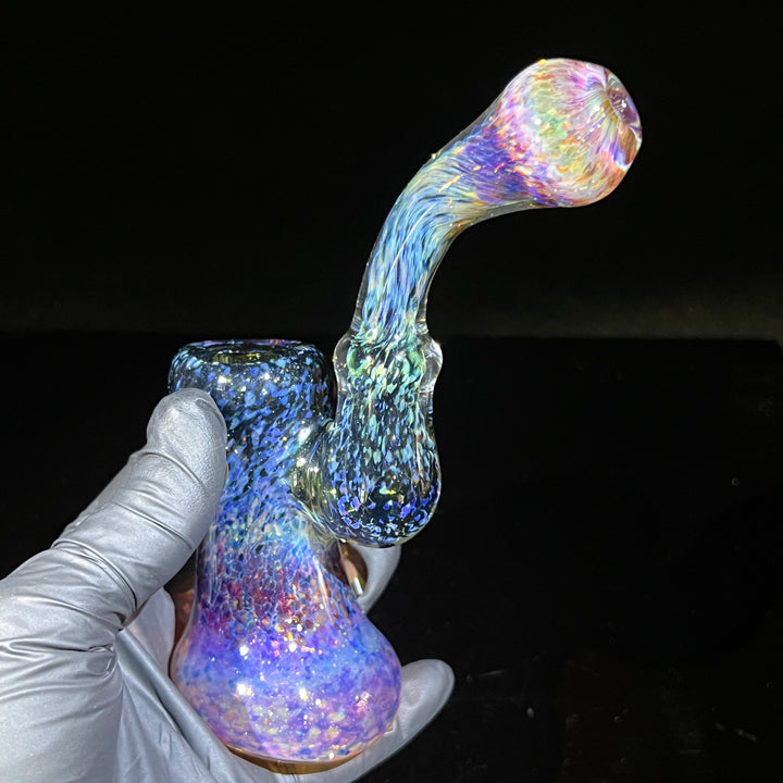 Purple Magic Mushroom Opal Sherlock Bubbler Glass Pipe Beezy Glass   