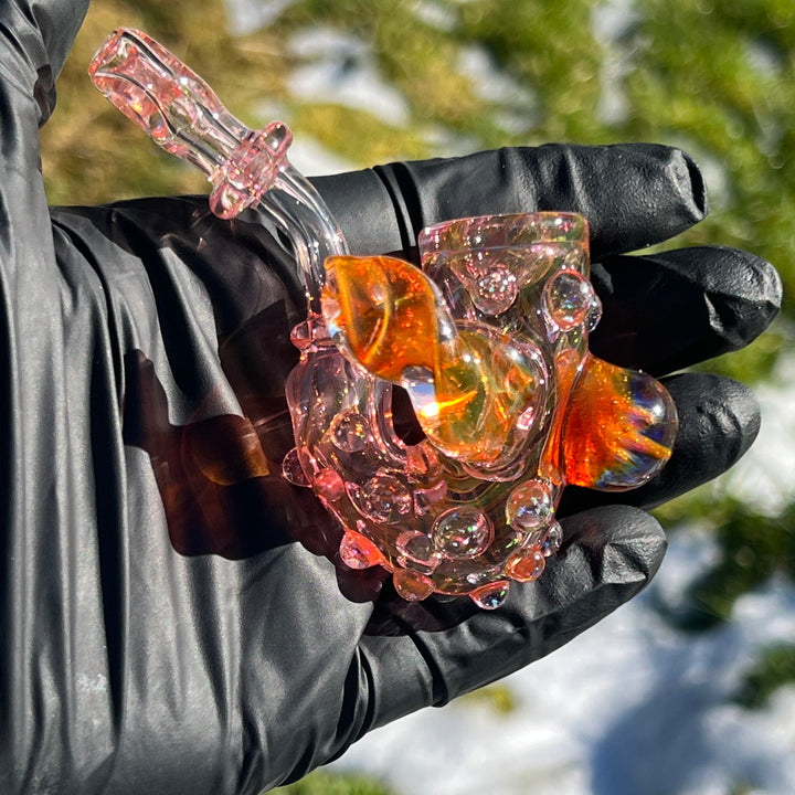Gold Fumed Marbled Sherlock Glass Pipe Sugar Shack
