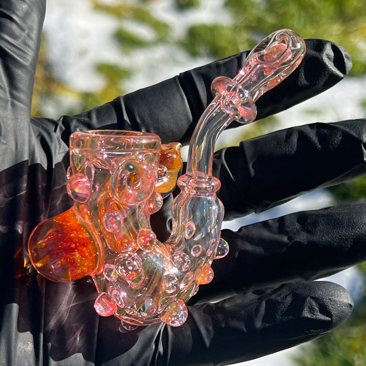 Gold Fumed Marbled Sherlock Glass Pipe Sugar Shack