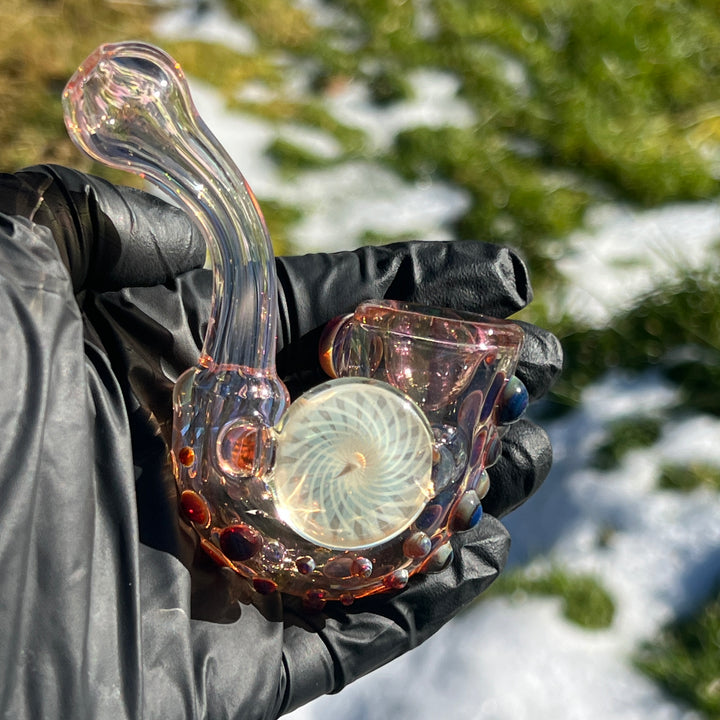 Gold Fumed Marbled Sherlock Glass Pipe Sugar Shack