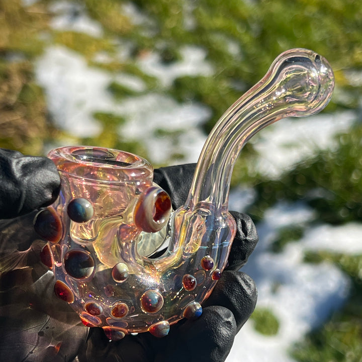 Gold Fumed Marbled Sherlock Glass Pipe Sugar Shack