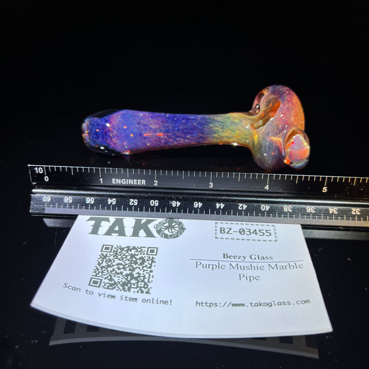 Purple Mushie Marble Pipe Glass Pipe Beezy Glass   