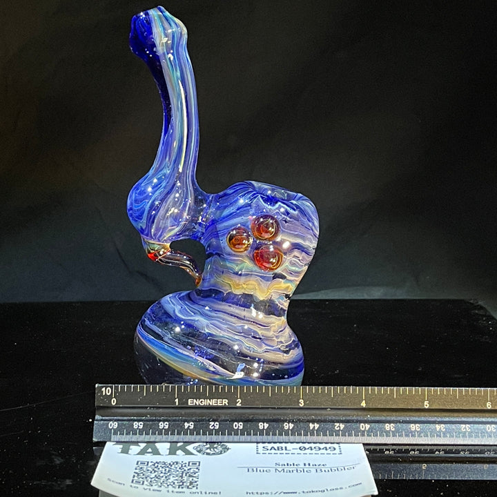 Blue Marble Bubbler Glass Pipe Sable Haze   