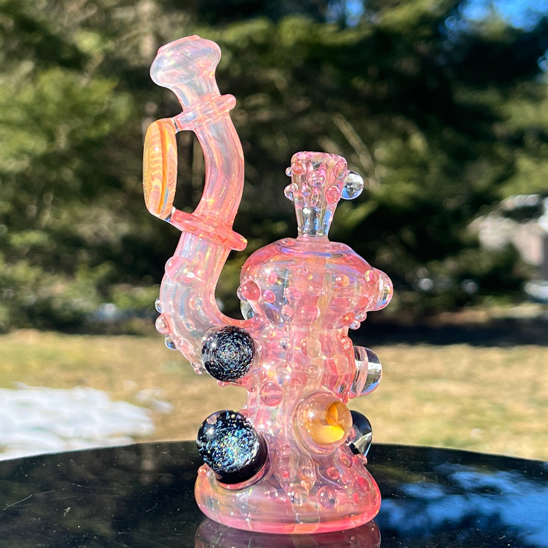 Gold Fumed Marble Sherlock Bubbler Glass Pipe Sugar Shack