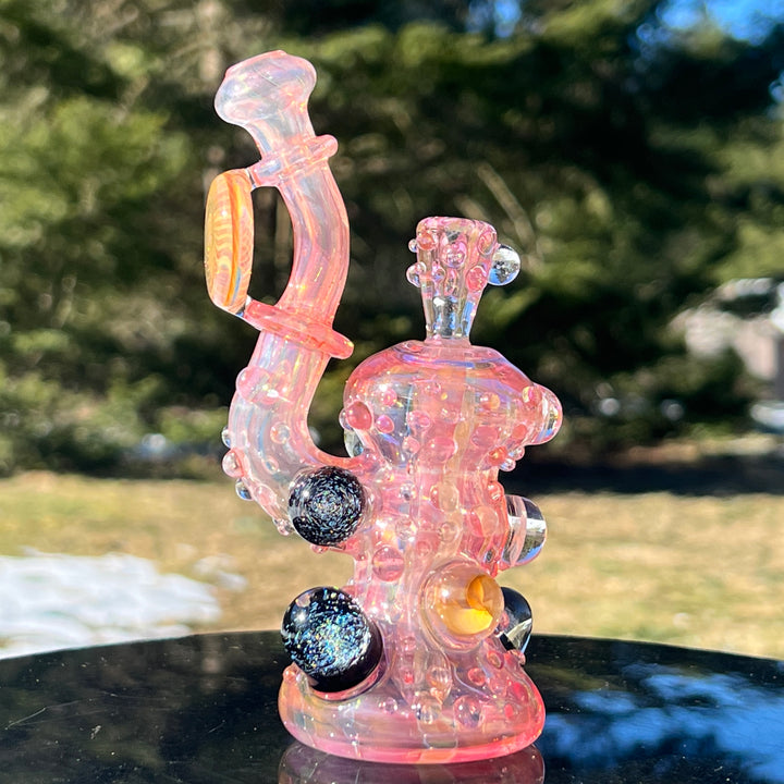 Gold Fumed Marble Sherlock Bubbler Glass Pipe Sugar Shack