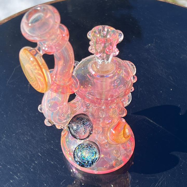 Gold Fumed Marble Sherlock Bubbler Glass Pipe Sugar Shack