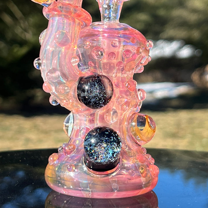 Gold Fumed Marble Sherlock Bubbler Glass Pipe Sugar Shack