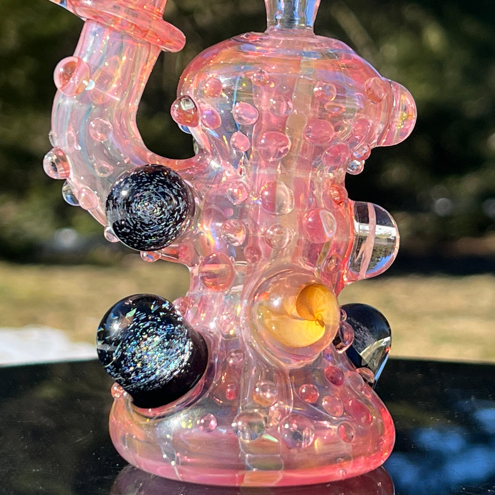 Gold Fumed Marble Sherlock Bubbler Glass Pipe Sugar Shack