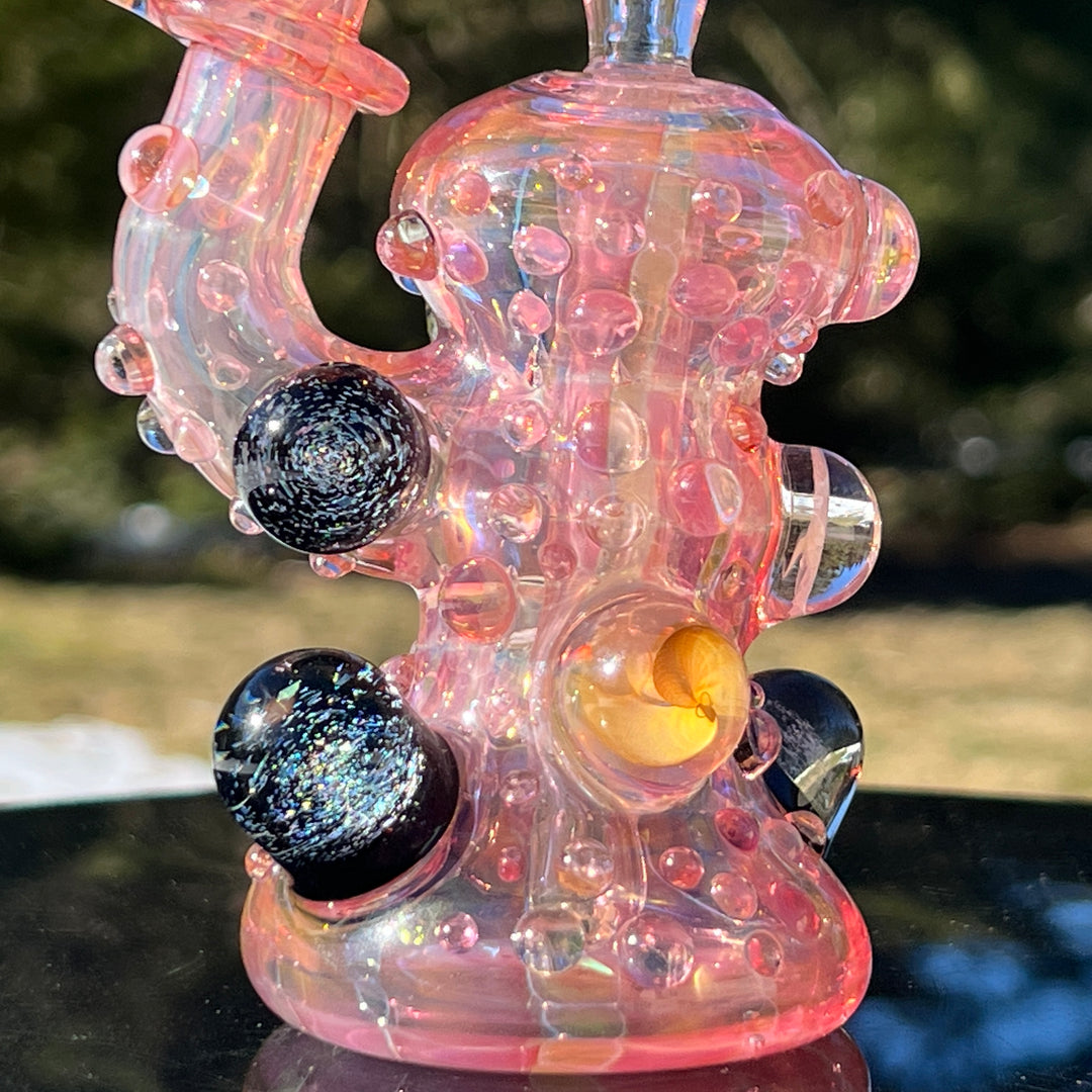 Gold Fumed Marble Sherlock Bubbler Glass Pipe Sugar Shack