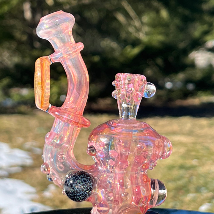 Gold Fumed Marble Sherlock Bubbler Glass Pipe Sugar Shack