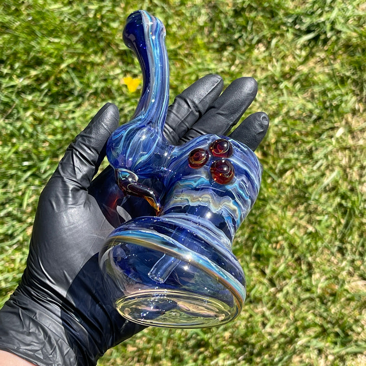 Blue Marble Bubbler Glass Pipe Sable Haze   