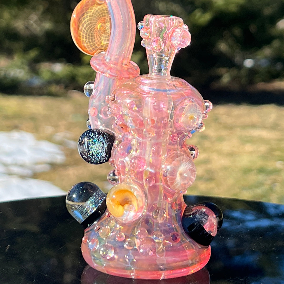 Gold Fumed Marble Sherlock Bubbler Glass Pipe Sugar Shack