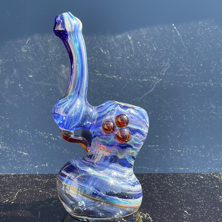 Blue Marble Bubbler Glass Pipe Sable Haze   