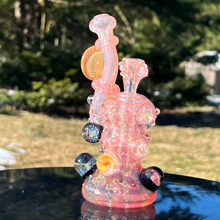 Gold Fumed Marble Sherlock Bubbler Glass Pipe Sugar Shack
