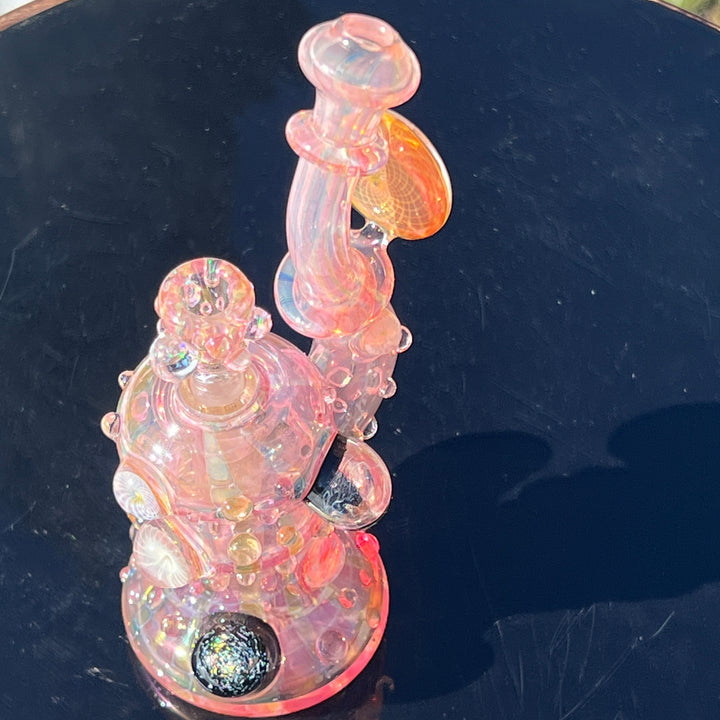 Gold Fumed Marble Sherlock Bubbler Glass Pipe Sugar Shack