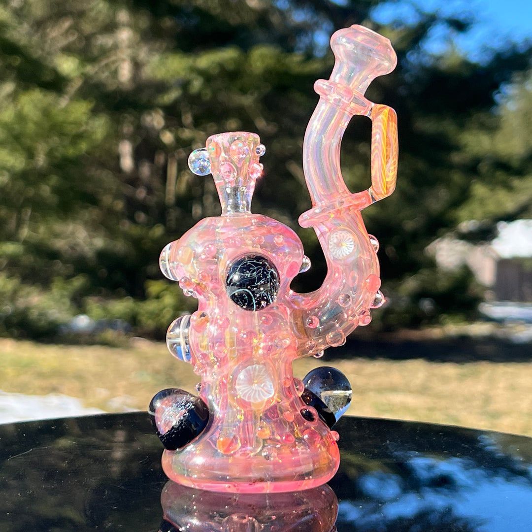 Gold Fumed Marble Sherlock Bubbler Glass Pipe Sugar Shack
