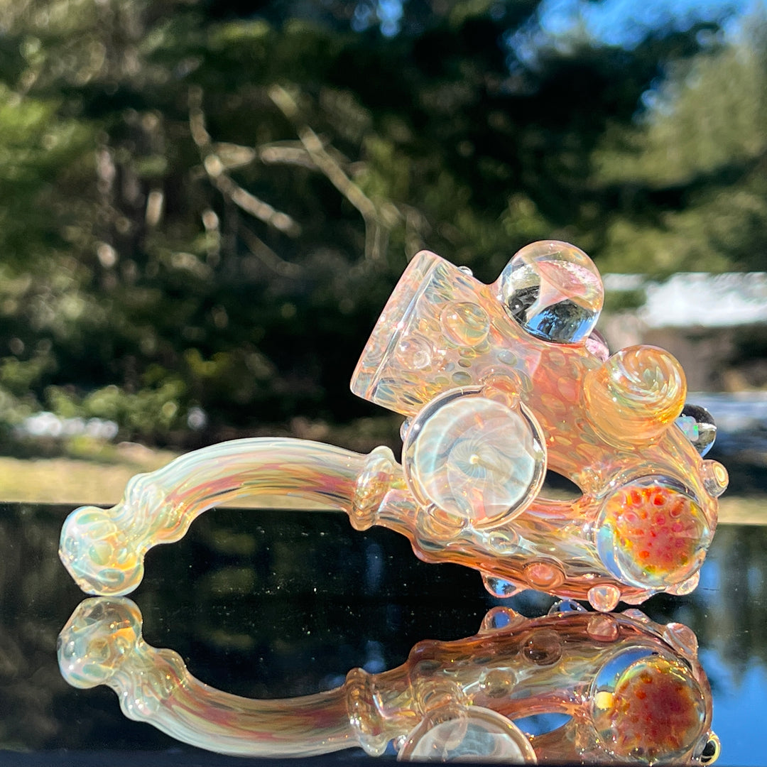 Large Gold Fumed Marbled Sherlock Glass Pipe Sugar Shack