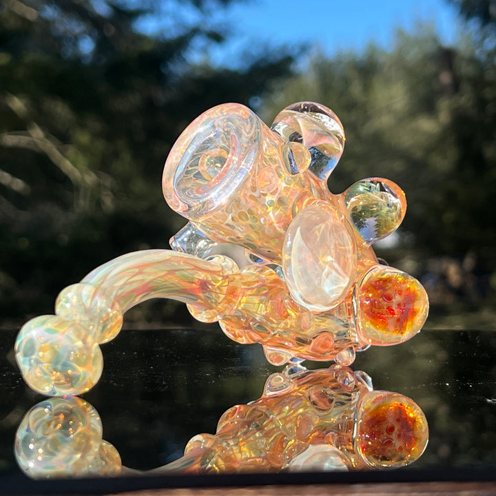 Large Gold Fumed Marbled Sherlock Glass Pipe Sugar Shack