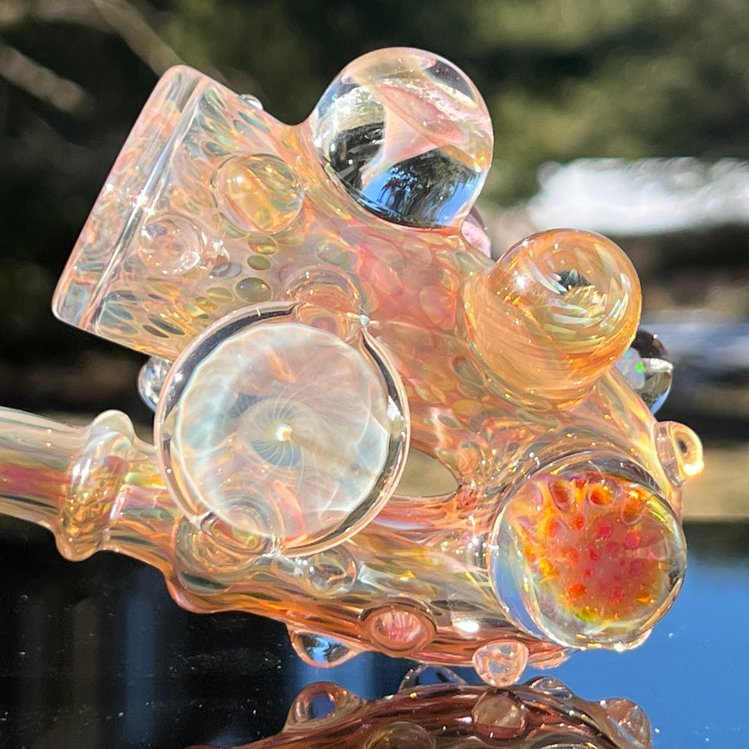 Large Gold Fumed Marbled Sherlock Glass Pipe Sugar Shack