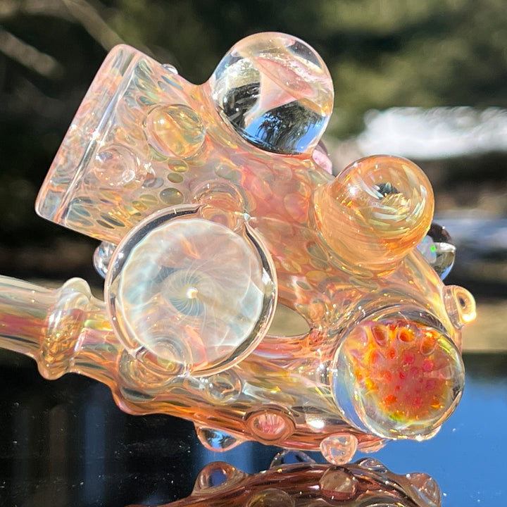 Large Gold Fumed Marbled Sherlock Glass Pipe Sugar Shack