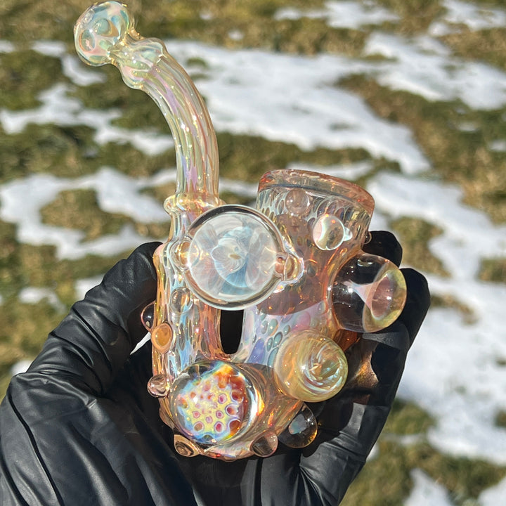 Large Gold Fumed Marbled Sherlock Glass Pipe Sugar Shack