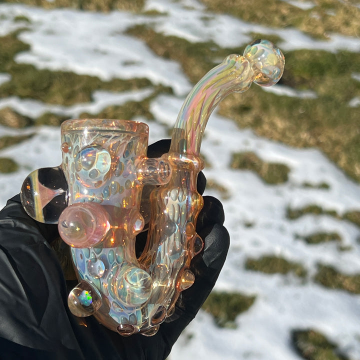 Large Gold Fumed Marbled Sherlock Glass Pipe Sugar Shack