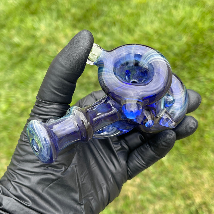 Blue Horny Hand Cannon Glass Pipe JHP Glass   