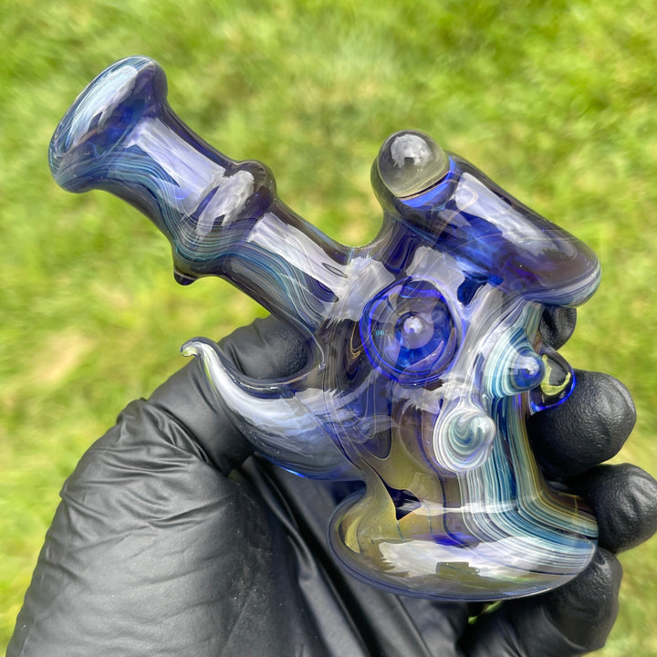 Blue Horny Hand Cannon Glass Pipe JHP Glass   