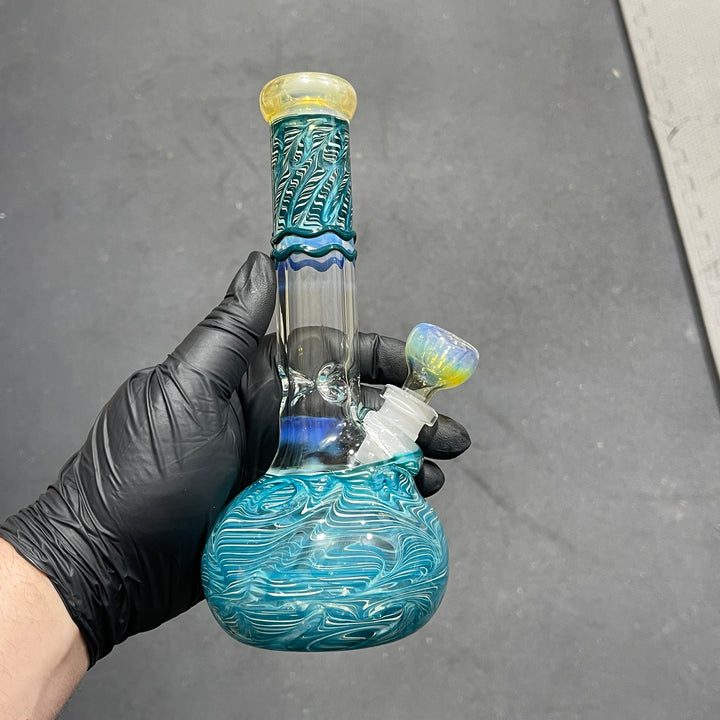 8" Bubble Color Rake Bong Glass Pipe Mary Jane's Glass