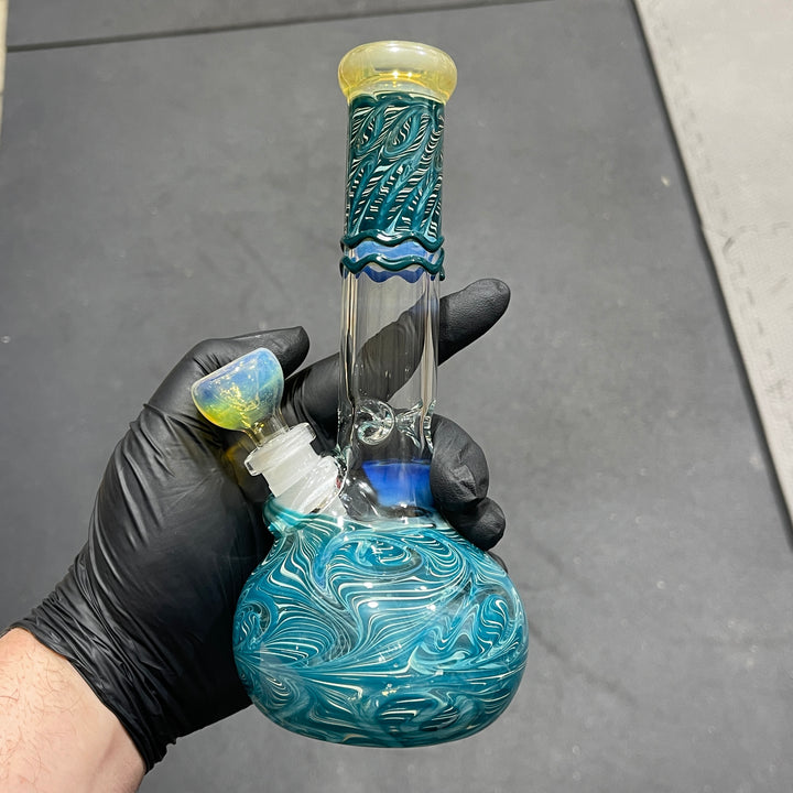 8" Bubble Color Rake Bong Glass Pipe Mary Jane's Glass