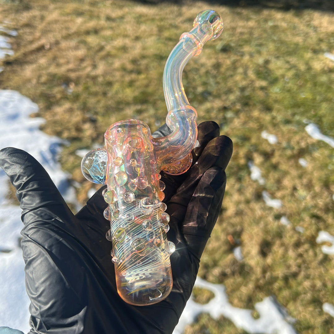 Gold Fumed Marble Bottom Sherlock Glass Pipe Sugar Shack