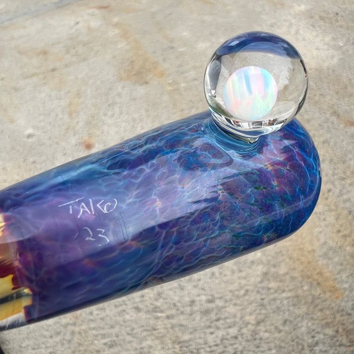 18mm Purple Nebula Pullslide with White Planet Opal Accessory Tako Glass   