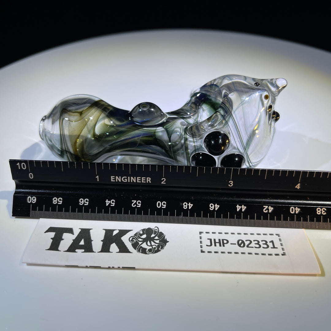 Black Smoke Sparkle Spoon Glass Pipe JHP Glass   