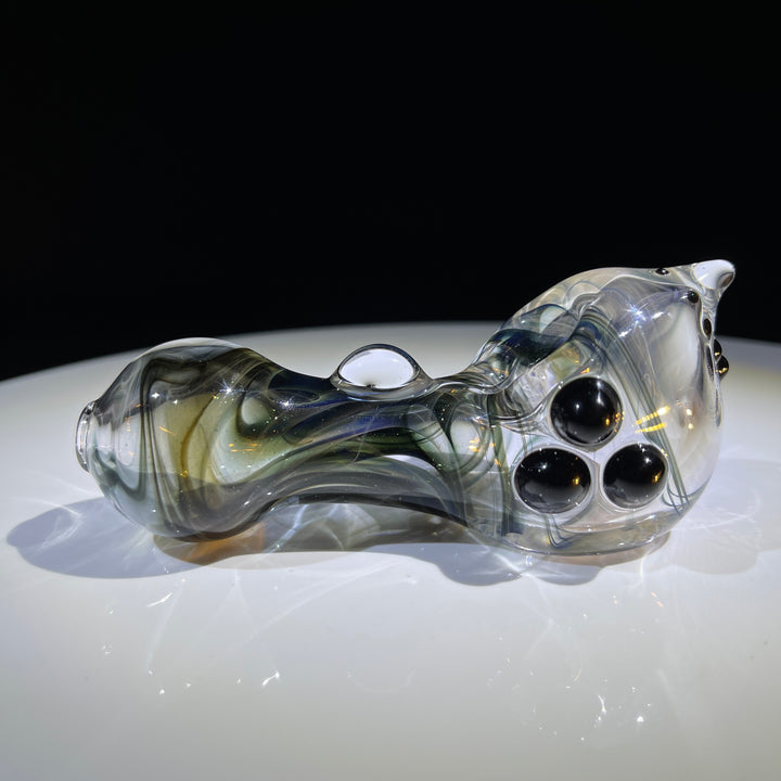 Black Smoke Sparkle Spoon Glass Pipe JHP Glass   