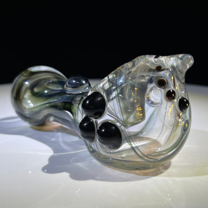 Black Smoke Sparkle Spoon Glass Pipe JHP Glass   